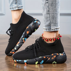 Soft Sole Weaving Sneakers Lace up Casual Running Shoes Women's