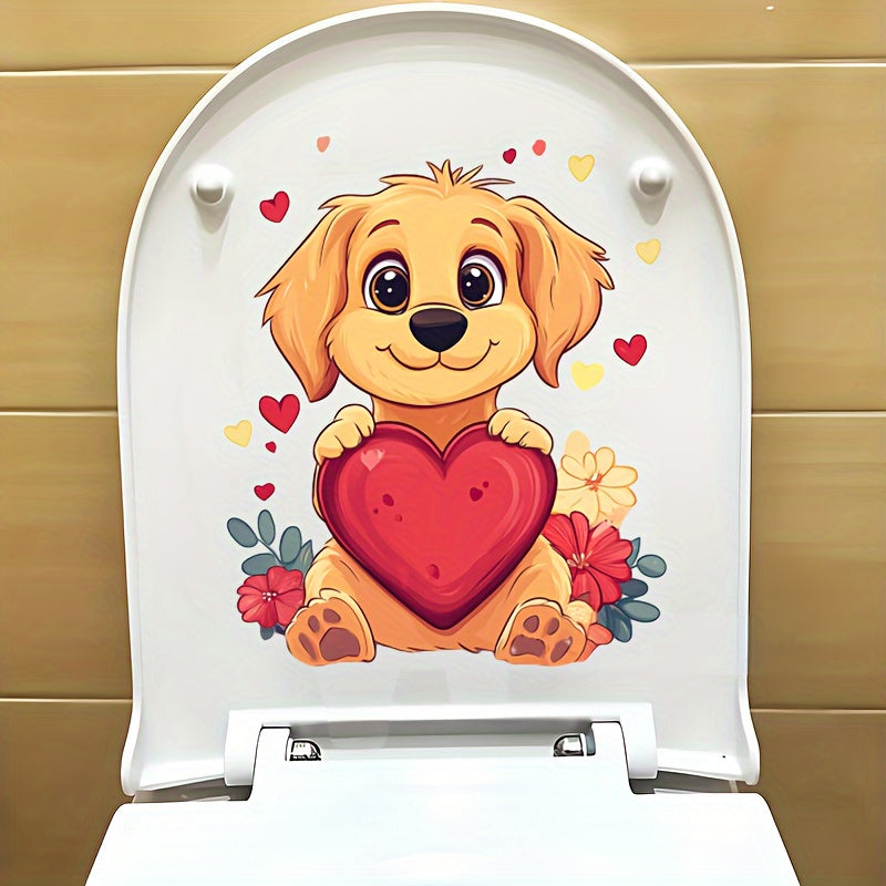 Valentine'S Dog Transfer Paper for Bathroom Toilet Wall