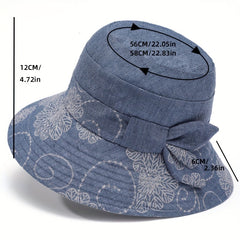 Vintage Flower Embroidery Bucket Hat Plain Casual Lightweight Sun Hat