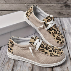 Women's Casual Flat Loafers Canvas Lightweight Lace Up Slip On Shoes