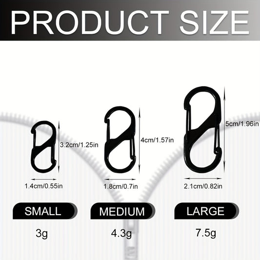 10pcs Metal Lock Clip Keychain S Shaped Buckle Outdoor Camping Hiking Travel