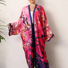 Boho Kimono Women's Plus Floral Print Tie Dye Long Sleeve