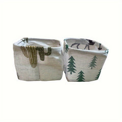 2pcs Fabric Storage Box Desktop Basket Stationery And Cosmetics Storage
