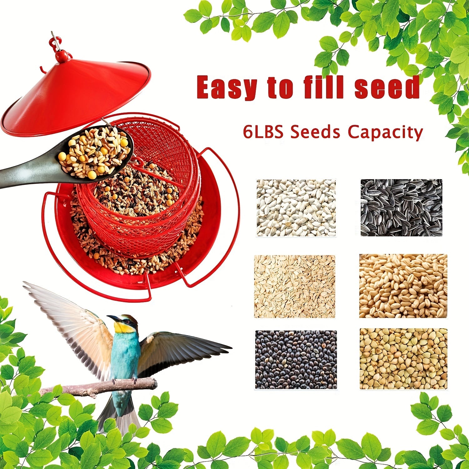 3 Tier Retractable Metal Bird Feeder Squirrel Proof 360 Feeding Area
