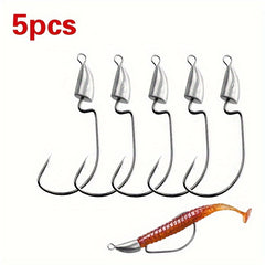 5pcs Bullet Lead Head Hooks Soft Worm Hooks