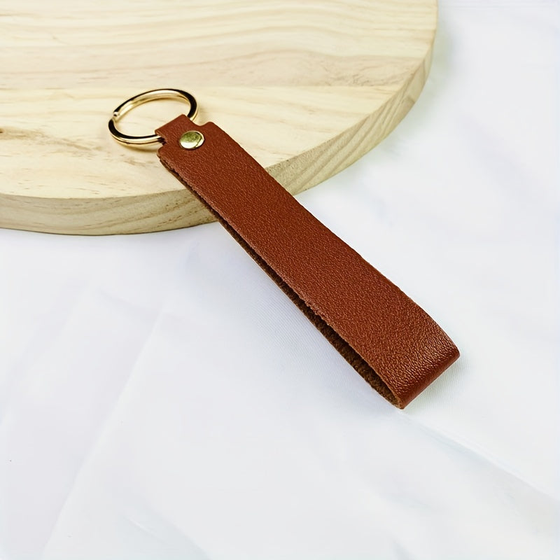 Stylish PU Leather Keychain Key Ring Gift for Him Her