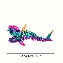 Colorful 3D Printed Shark Skeleton Statue with Flexible Joints