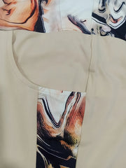  Colorblock Marble Print Sporty Pants with Pockets