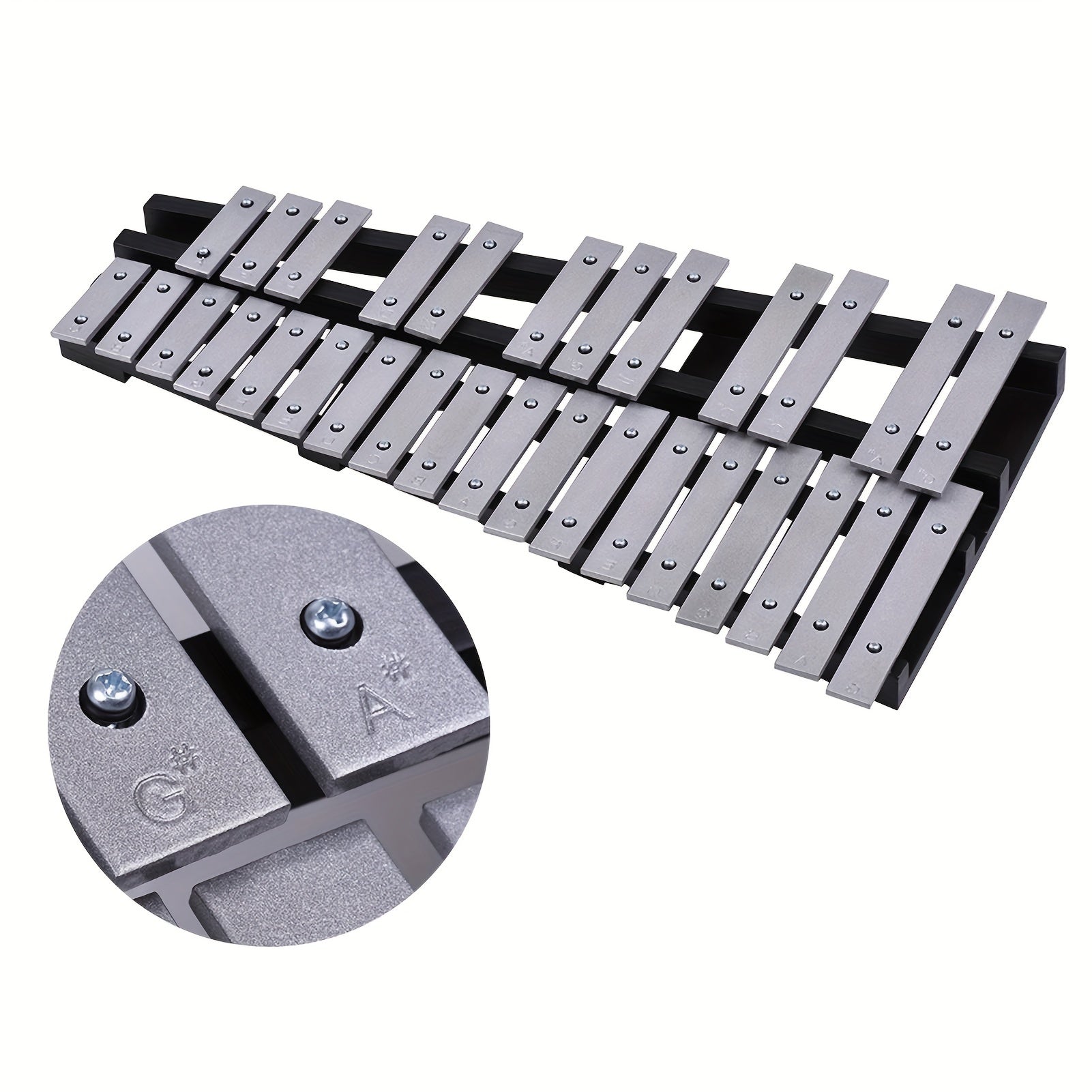 30 Note Glockenspiel Xylophone Foldable Wooden Frame Aluminum Bars Percussion
