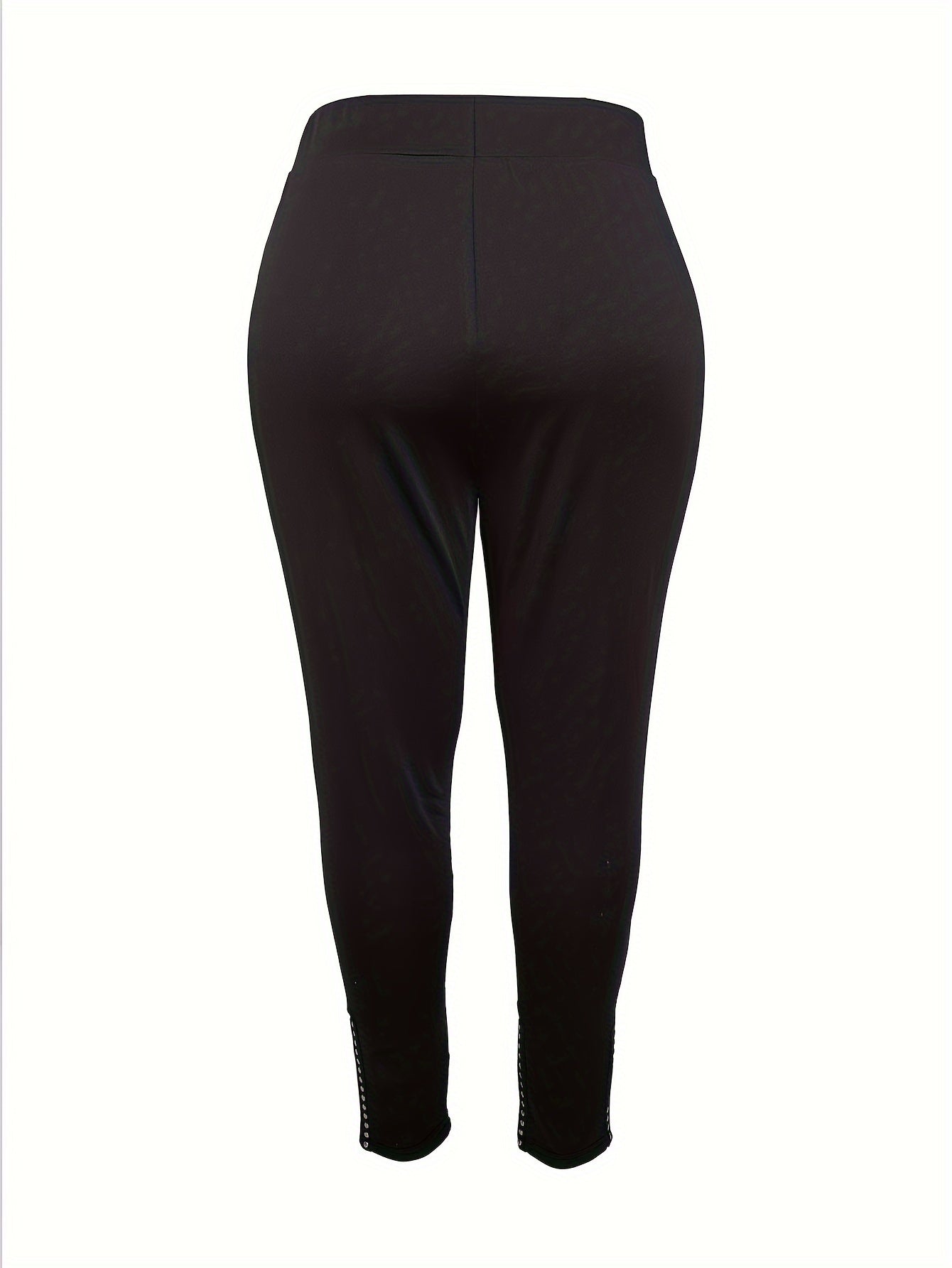  Sexy Pants Solid Beaded Elastic High Rise Side Split Trousers