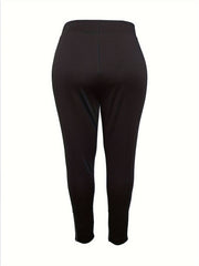  Sexy Pants Solid Beaded Elastic High Rise Side Split Trousers