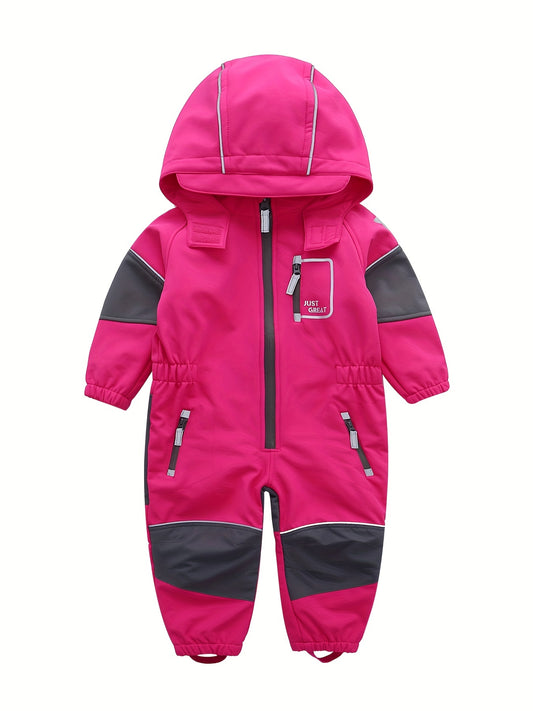 Girls Softshell Outdoor Ski Suit Hooded Warm Fleece Lined Jumpsuit