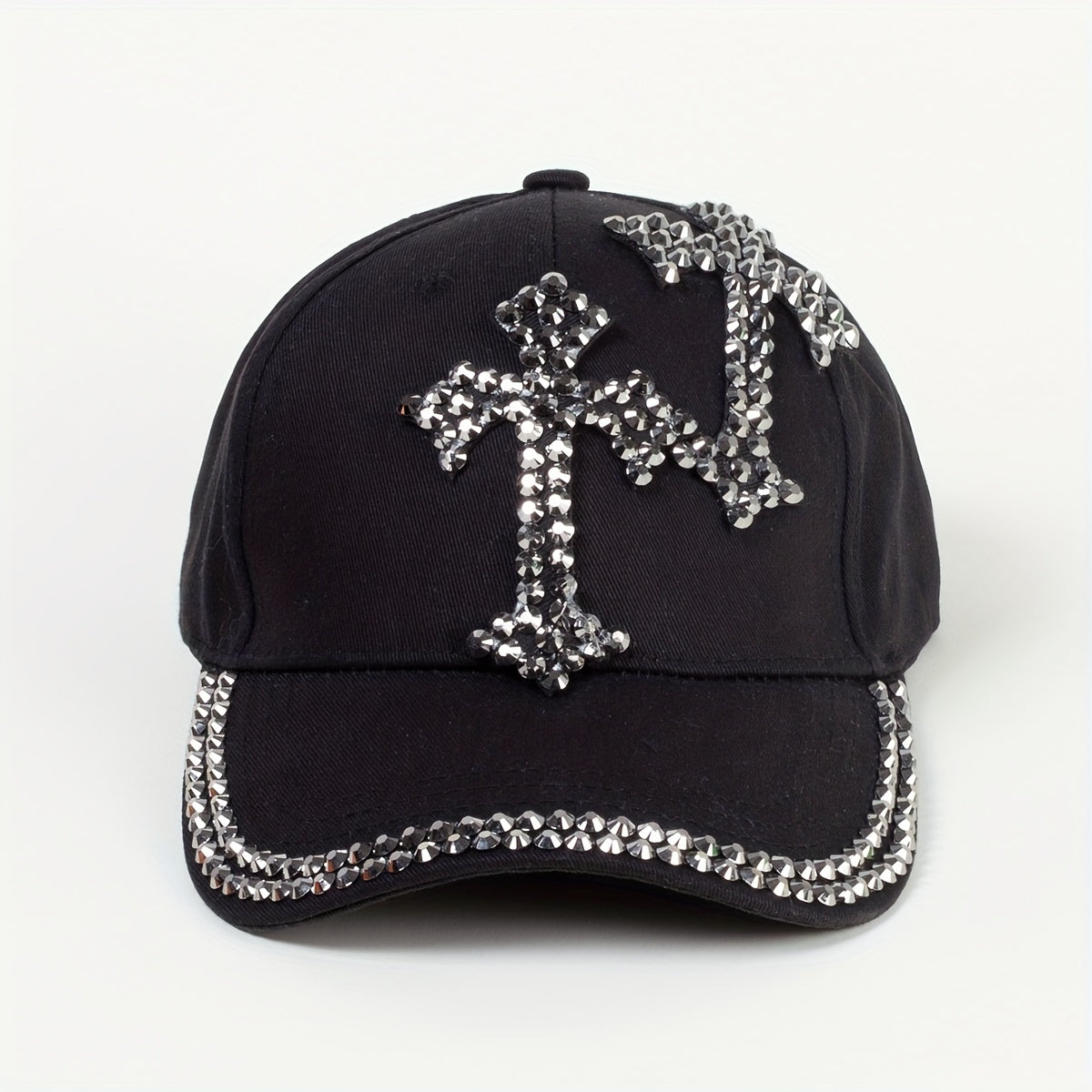 Y2K Cross Patch Baseball Cap Rhinestone Hip Hop Dad Hat