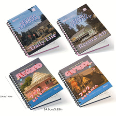 Coil Book Flat Book Retro Style 128 Pages Diary Notebook