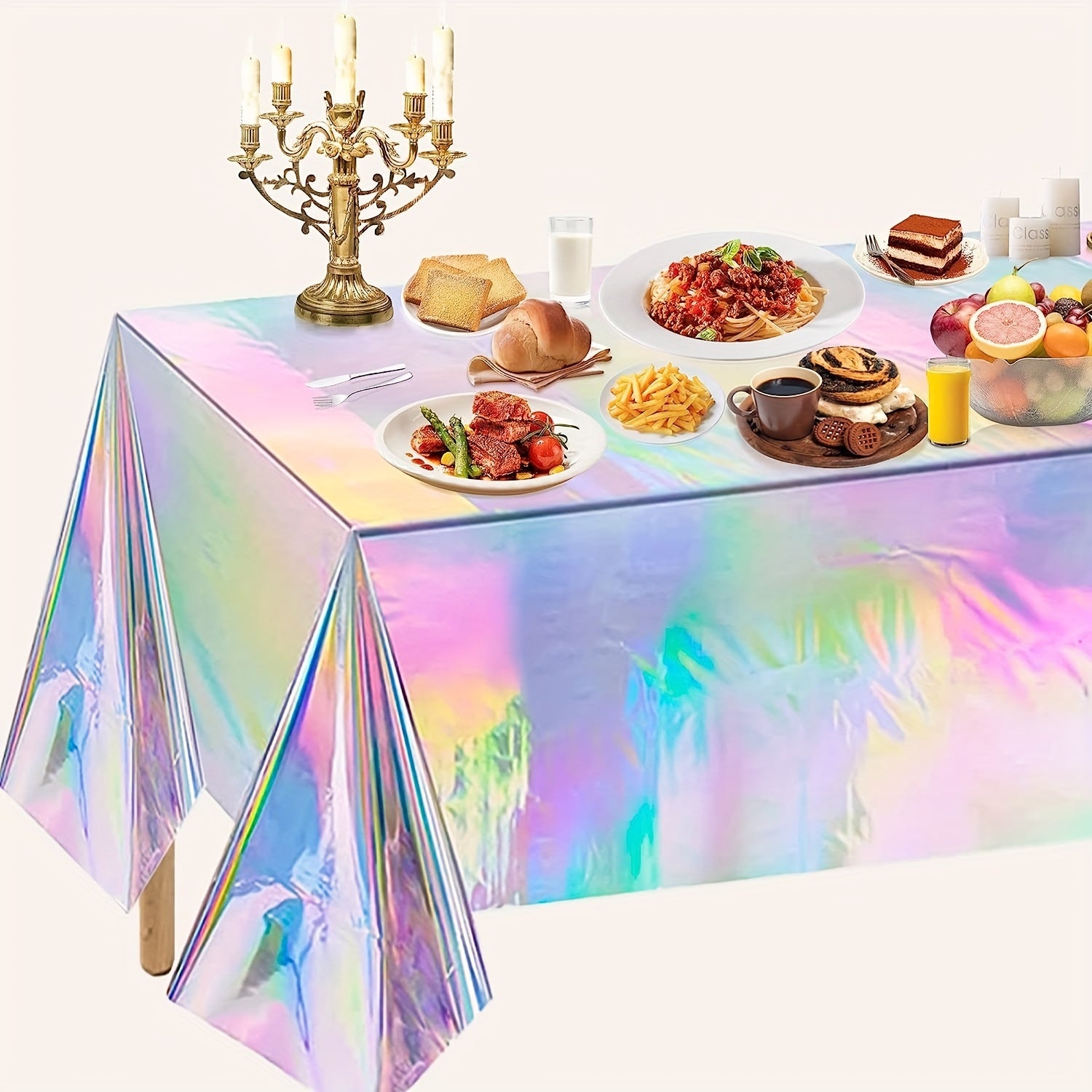 Iridescence Plastic Tablecloths 137 16cmx274 Laser Table Covers Holographic Foil