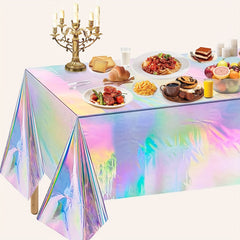 Iridescence Plastic Tablecloths 137 16cmx274 Laser Table Covers Holographic Foil