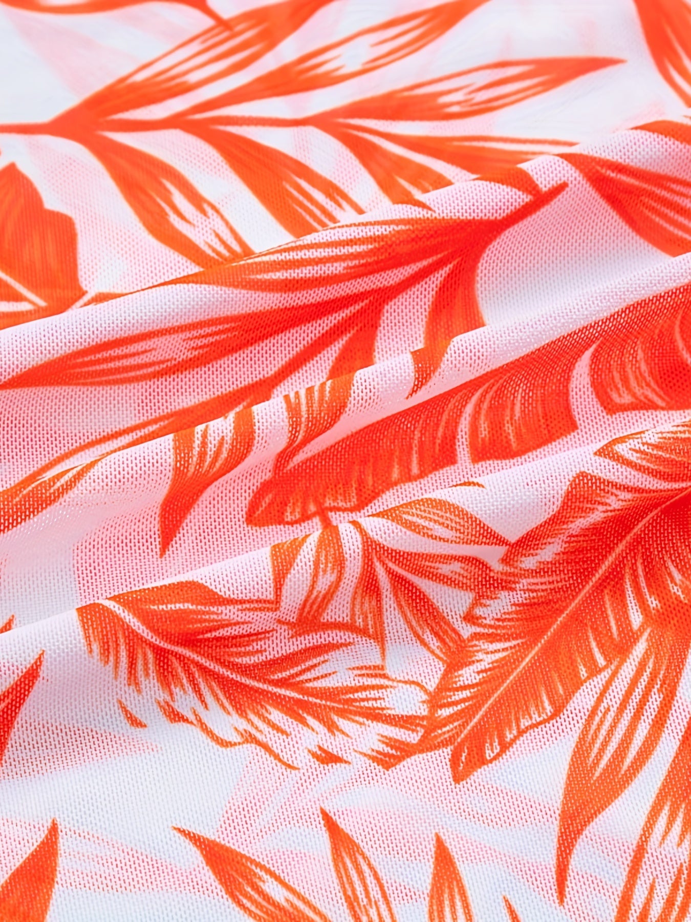 Leaf Print Bikini Set With Cover Up