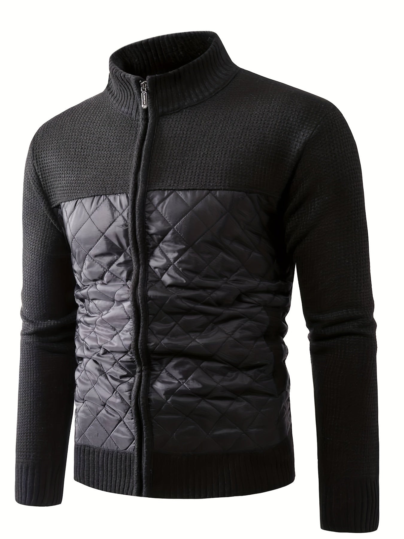 Plush Cardigan Jacket Men's Zip Up Sweater for Fall Winter