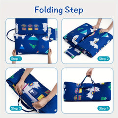 Toddler Nap Mat With Removable Pillow, Carry Handle, Soft Microfiber
