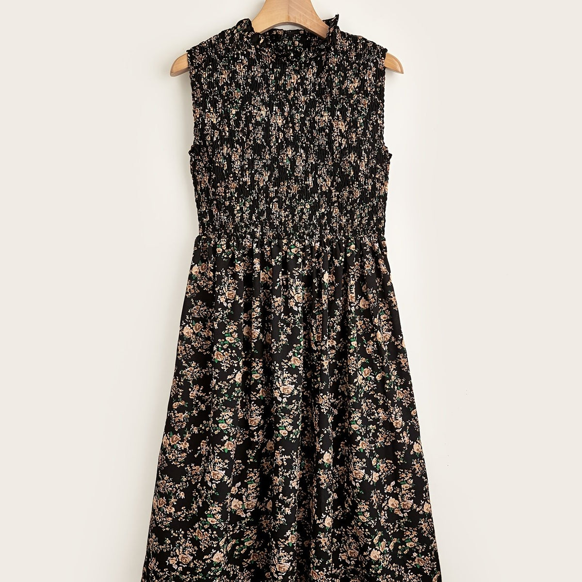 Floral Print Shirred Tank Dress for Women
