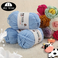 3pcs Soft Milk Cotton Yarn for DIY Knitting & Crocheting 50g pc