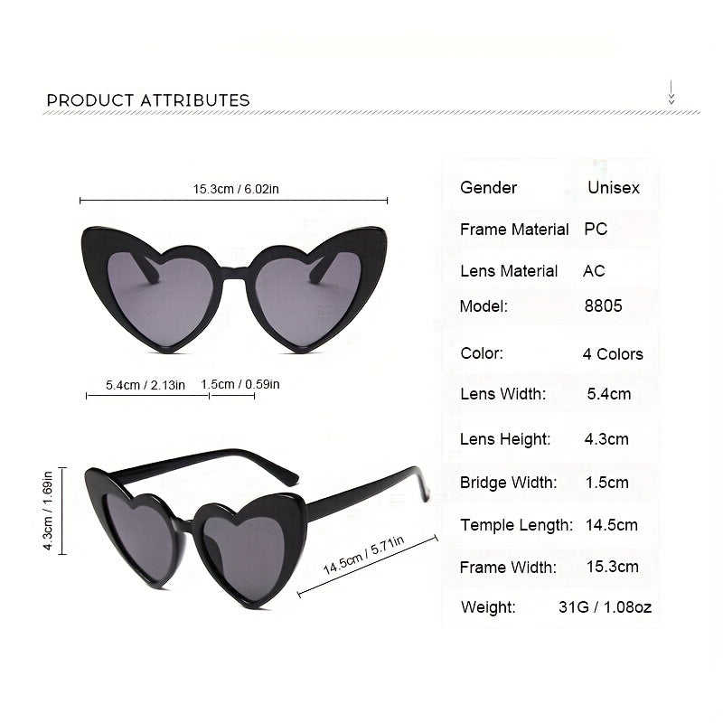 Y2K Heart Sunglasses For Women Men Love Theme UV400 Shades