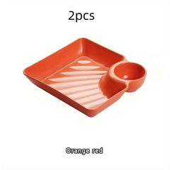 2pcs Plastic Serving Platter Set Snack Plate Charcuterie Dish Reusable