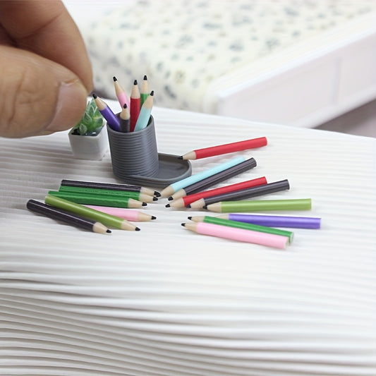 Colored Pencils & Pen Holder Dollhouse Decor DIY Toy House Study Room Props
