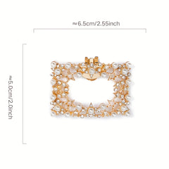 2pcs Faux Pearl Square Shoe Clips Detachable Shoe Buckles For High Heels
