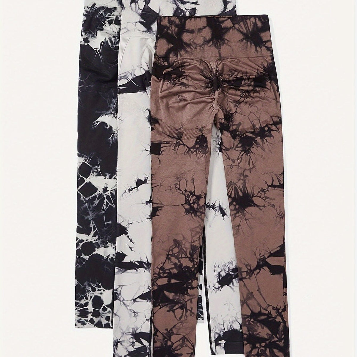 3pcs Tie Dye Yoga Pants High Stretch Leggings Women's Activewear