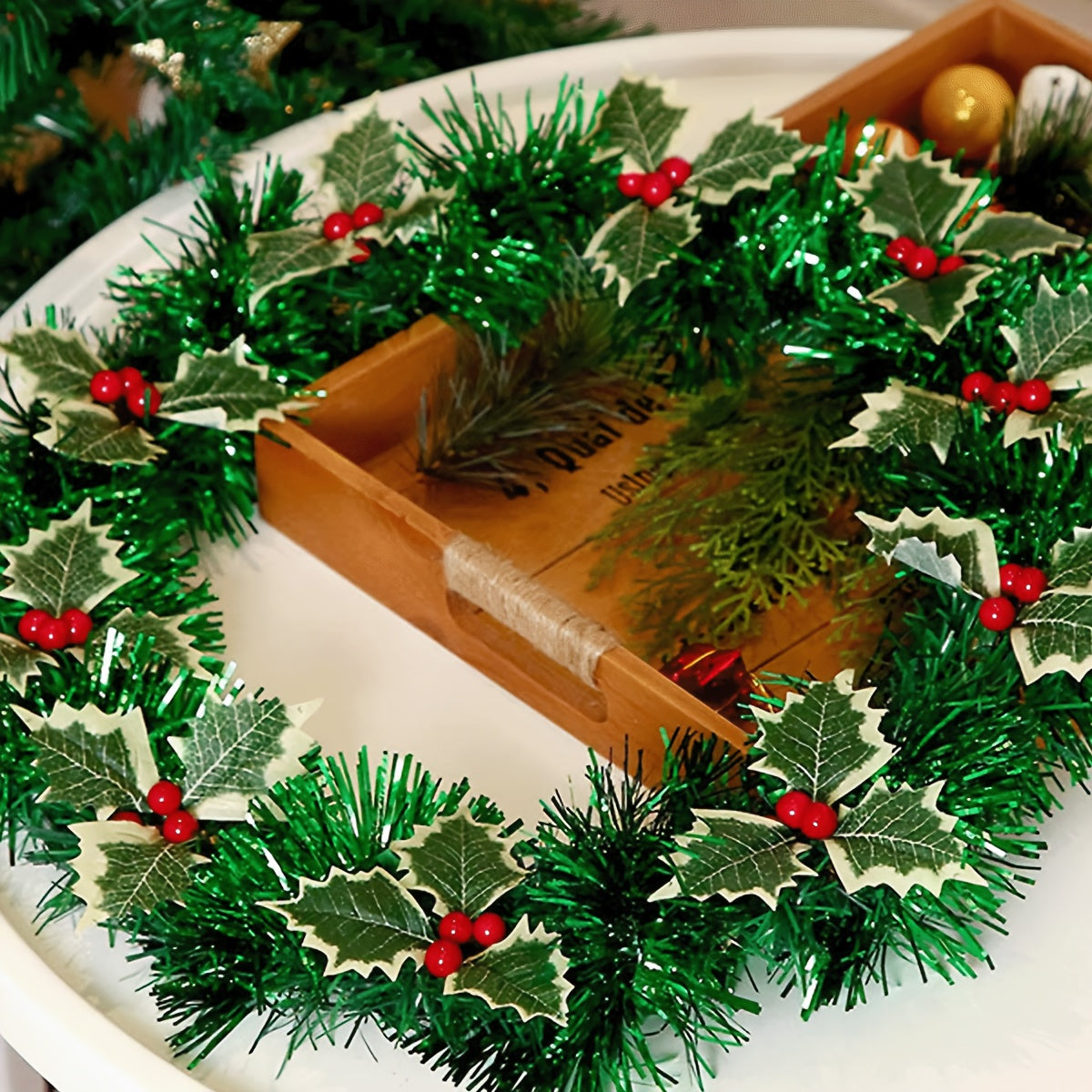 5pcs Christmas Red Fruit Leaves DIY Christmas Accessories