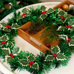 5pcs Christmas Red Fruit Leaves DIY Christmas Accessories