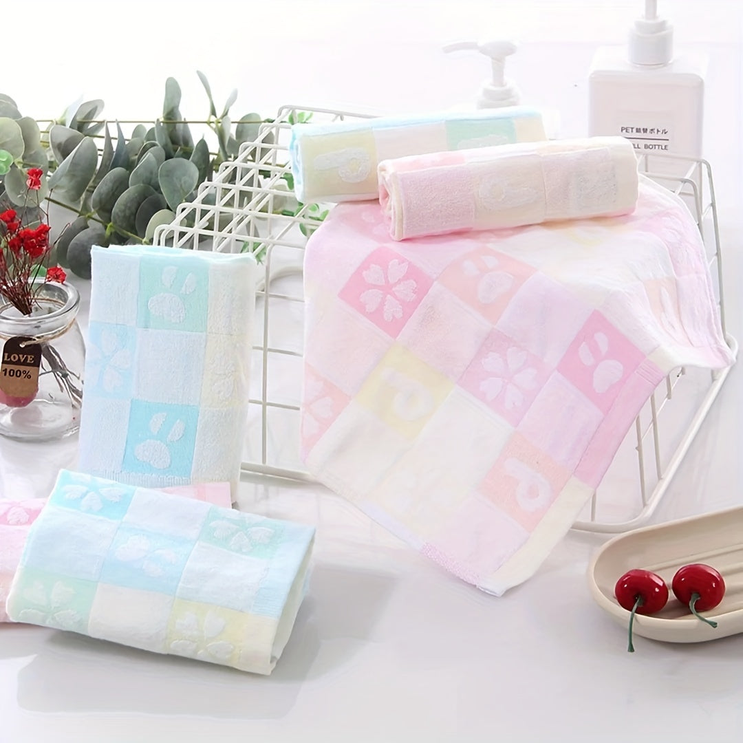 Plaid Washcloth Cotton Handkerchief Soft Towel for Home Bathroom