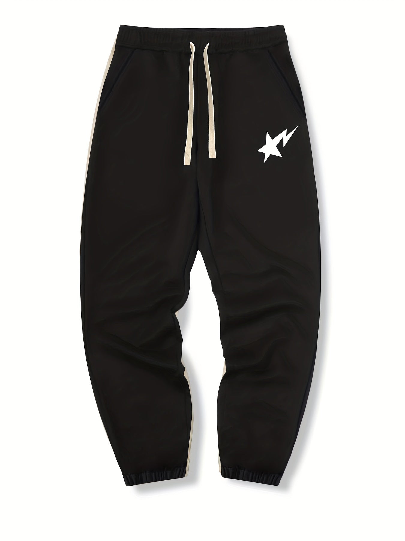 Shooting Star Print Drawstring Sweatpants Loose Fit Pants
