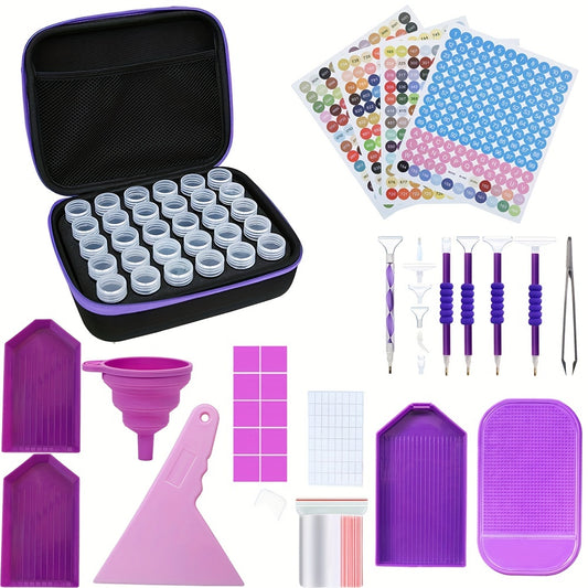 30 Grid Bottle Diamond Painting Storage Box Purple Tools 5D DIY Cross Stitch Emb