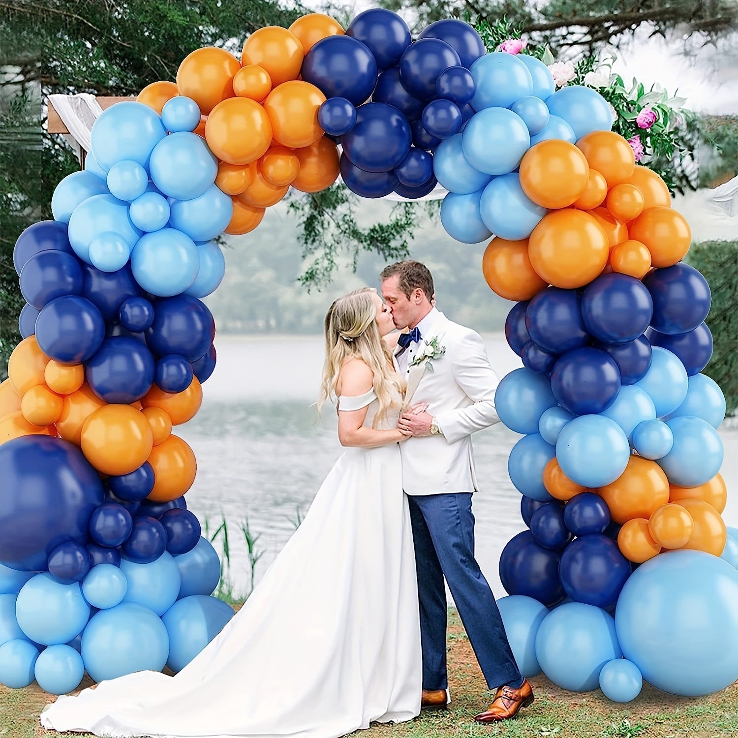 Navy and Orange Balloons Garland Arch Kit for Wedding Birthday Party