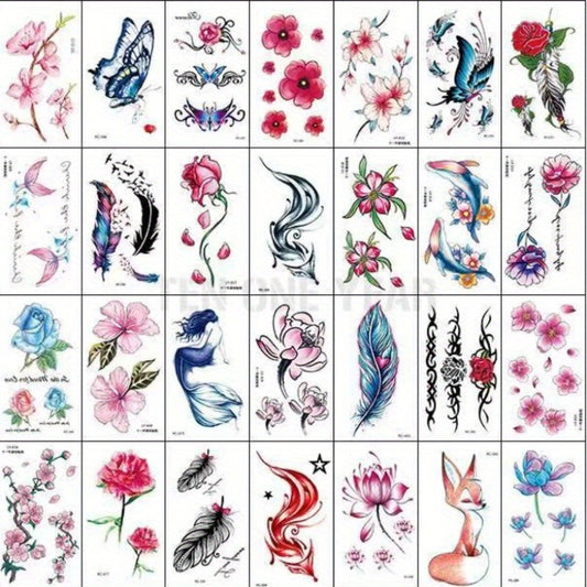 30 Sheets Waterproof Flower Tattoo Stickers for Women