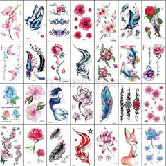 30 Sheets Waterproof Flower Tattoo Stickers for Women