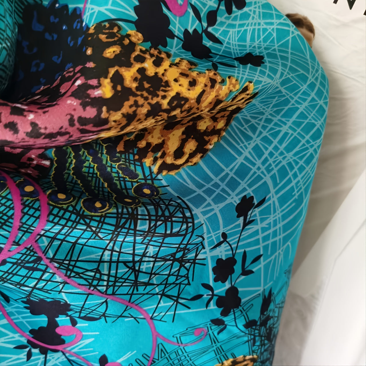 Grid Print Bandana Square Scarf