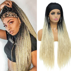 Ombre Box Braided Headband Wig for Women