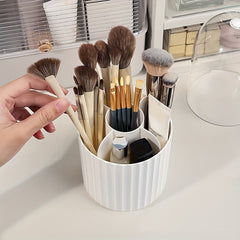 360 Degree Makeup Brush Storage Box PET PP Dustproof Vanity Lipstick Shelf