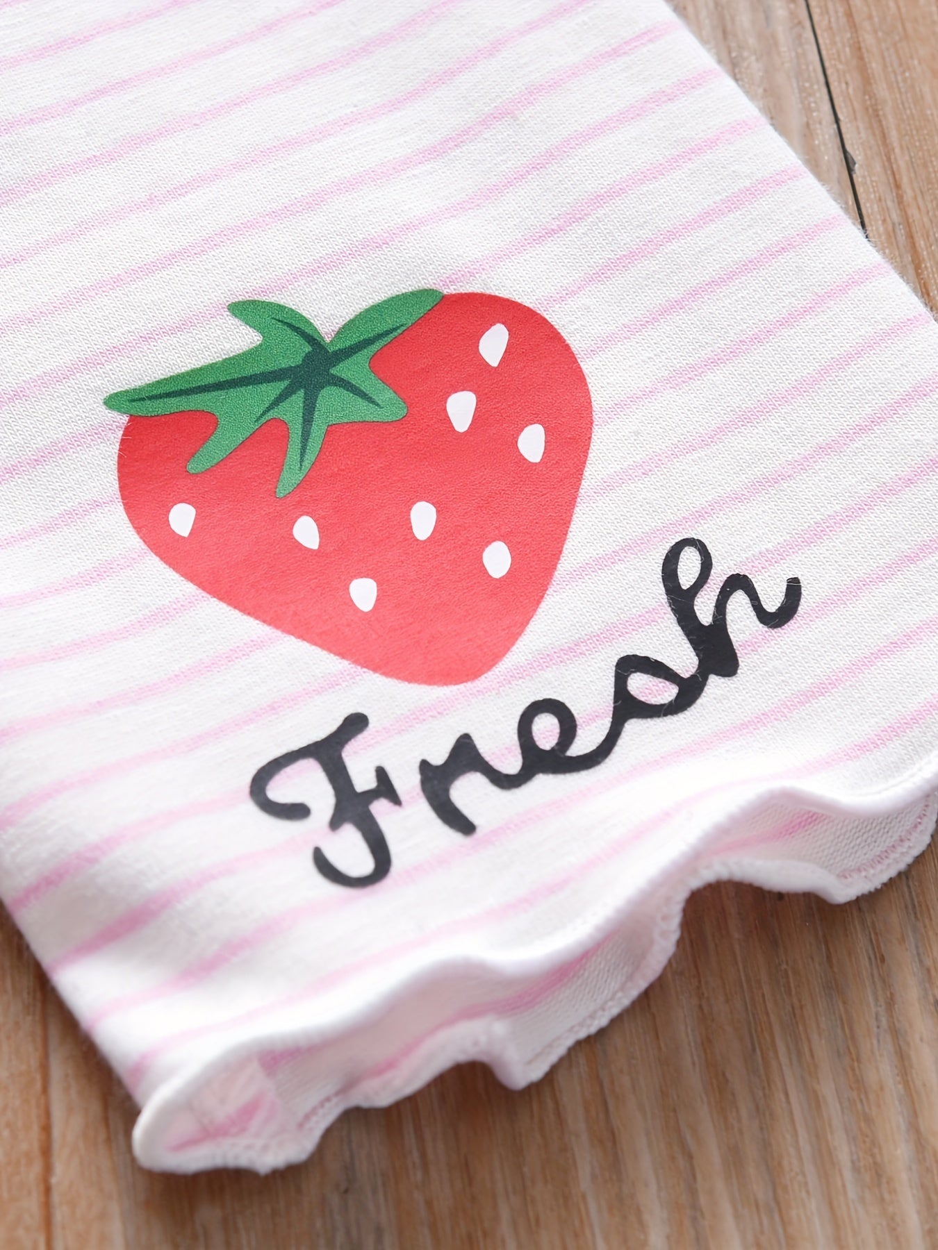 Girls Striped Strawberry Leggings with Ruffle Trim