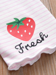 Girls Striped Strawberry Leggings with Ruffle Trim