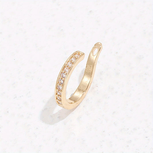 Zircon Ladies Golden Ear Cuff Girls Jewelry Copper Earrings