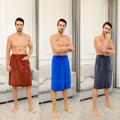 Men's Wearable Bath Towel Microfiber Elastic Band Soft Absorbent Shower Skirt