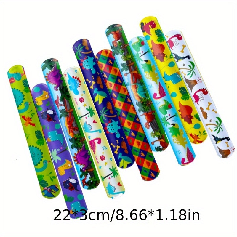 12pcs Dinosaur Theme Slap Bracelets Jurassic Interactive Toys