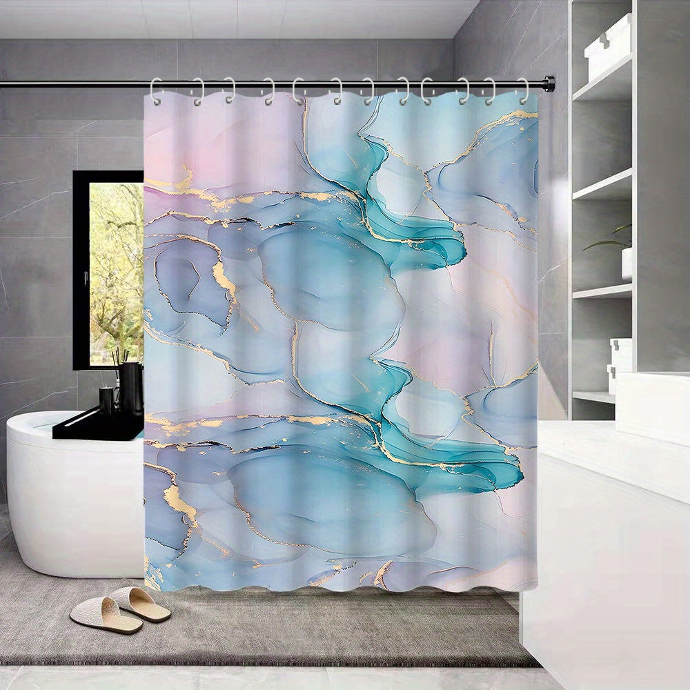Waterproof Bathroom Shower Curtain with 12 Hooks