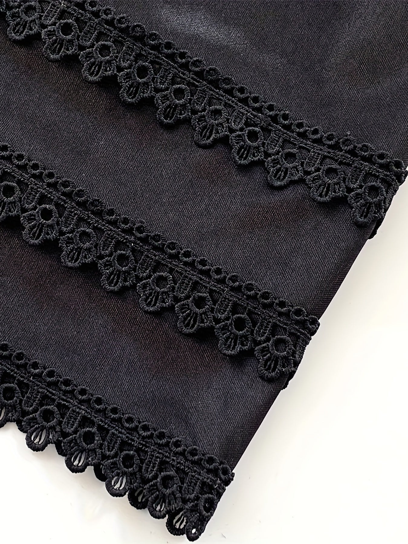 Lace Trim Solid Skirt Stretch Half Slips Petticoat Women's Underwear