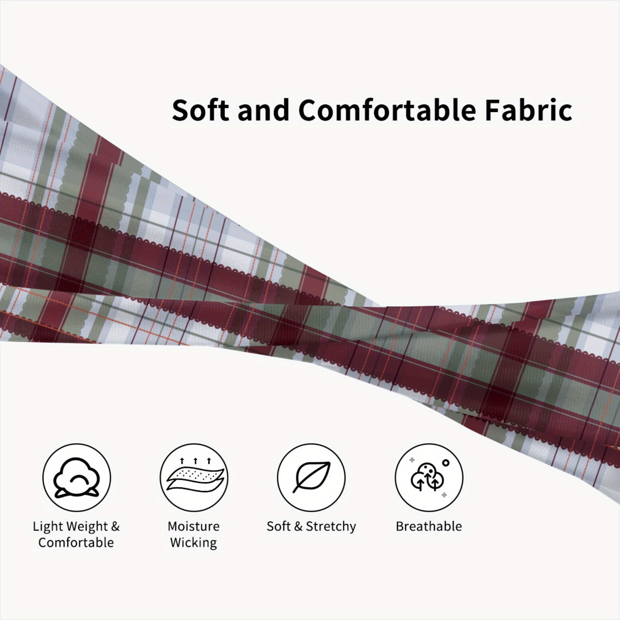 Check Plaid Headband for Sports & Casual Wear Green & Checkered Pattern