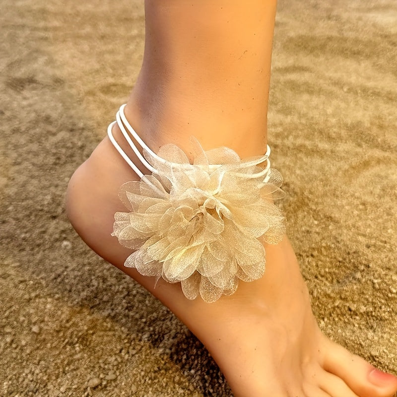 Mesh Flower Sash Belt Lace Up Waist Belt for Women